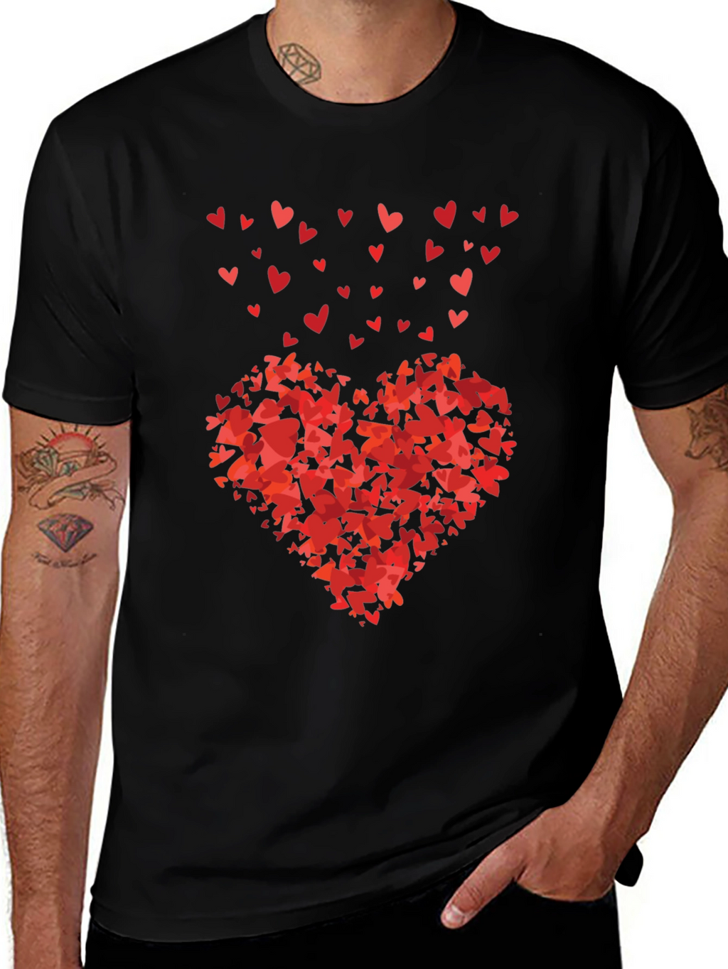 Heart of Hearts Black Graphic Tee - Love Design