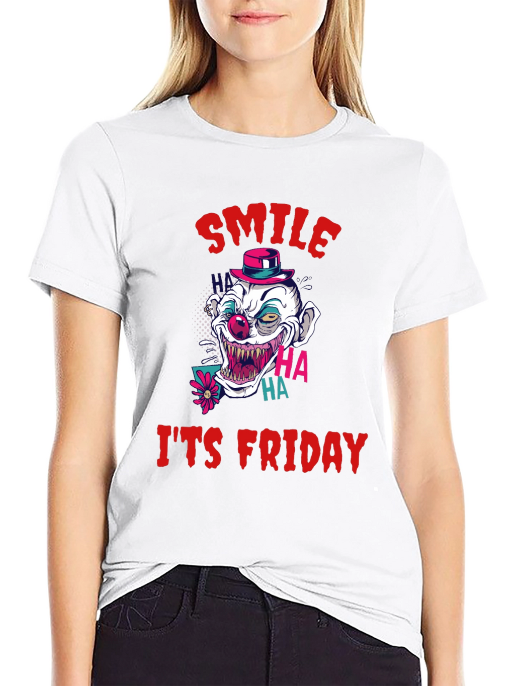Smile Its Friday Clown Graphic Tee
