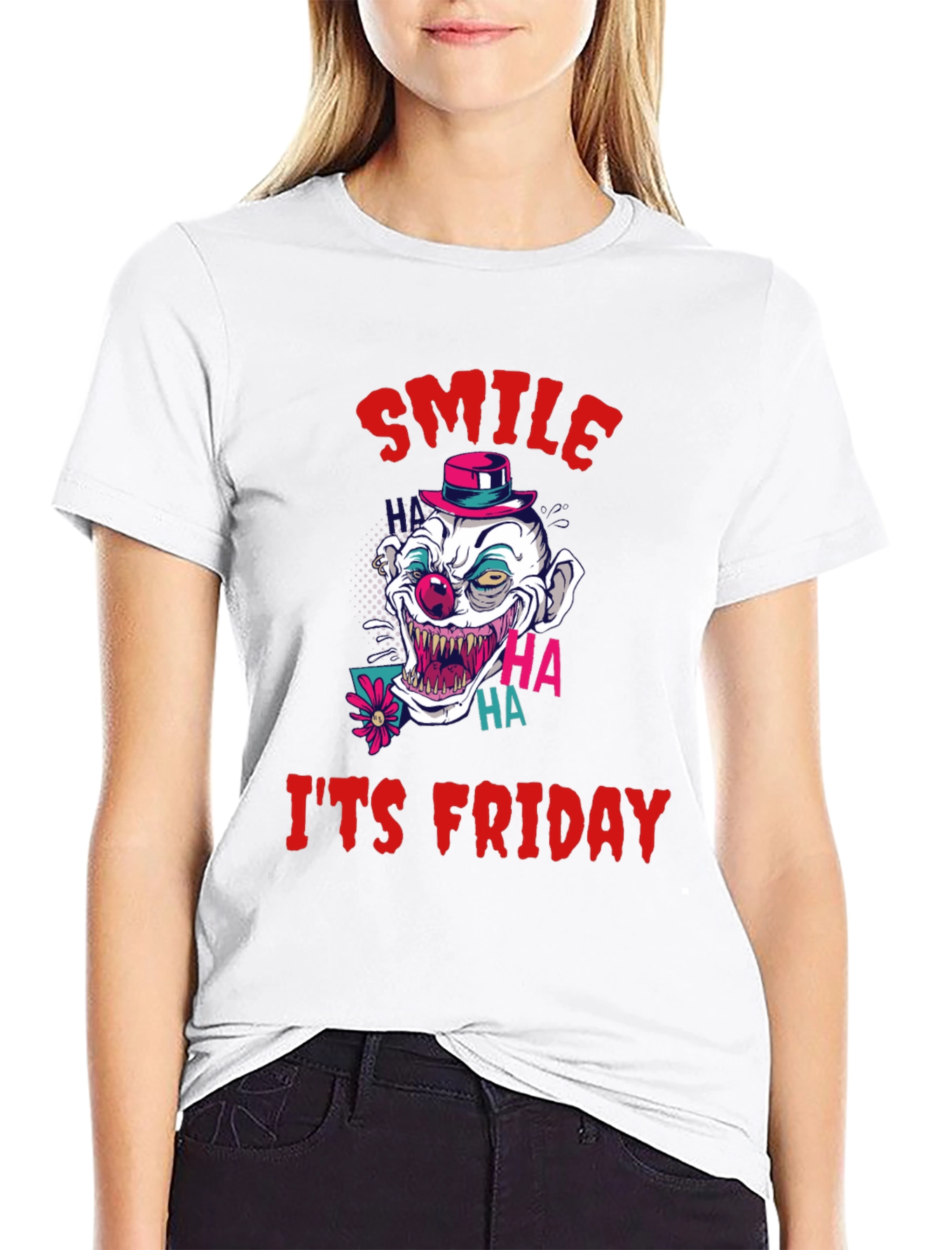 Smile Its Friday Clown Graphic Tee
