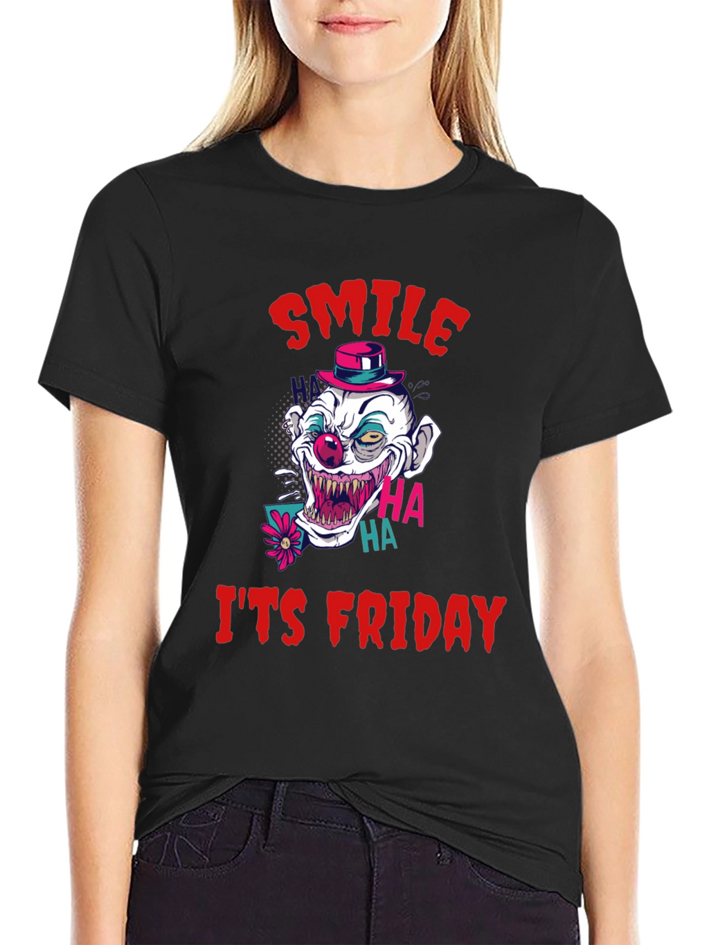 Smile Its Friday Clown Graphic Tee