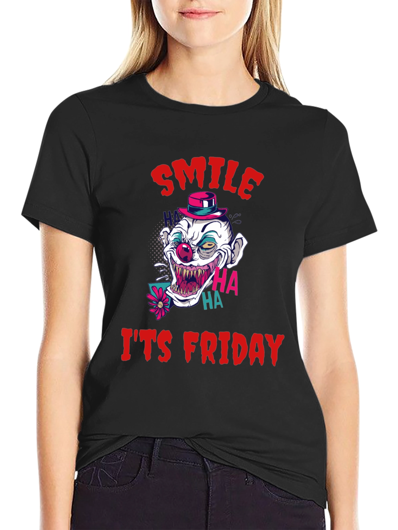 Smile Its Friday Clown Graphic Tee