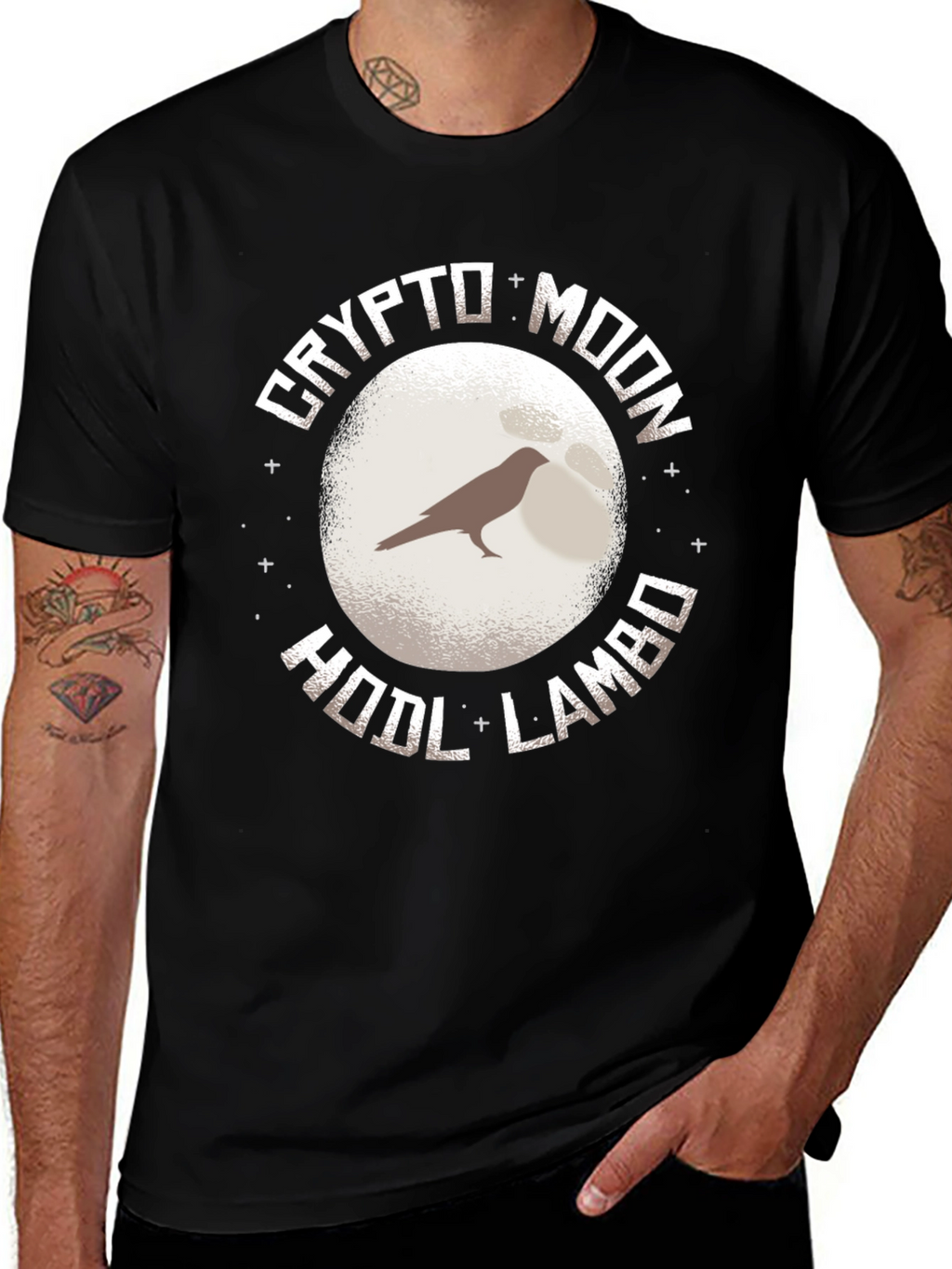 Crypto Moon HODL Lambo Graphic Tee - Black