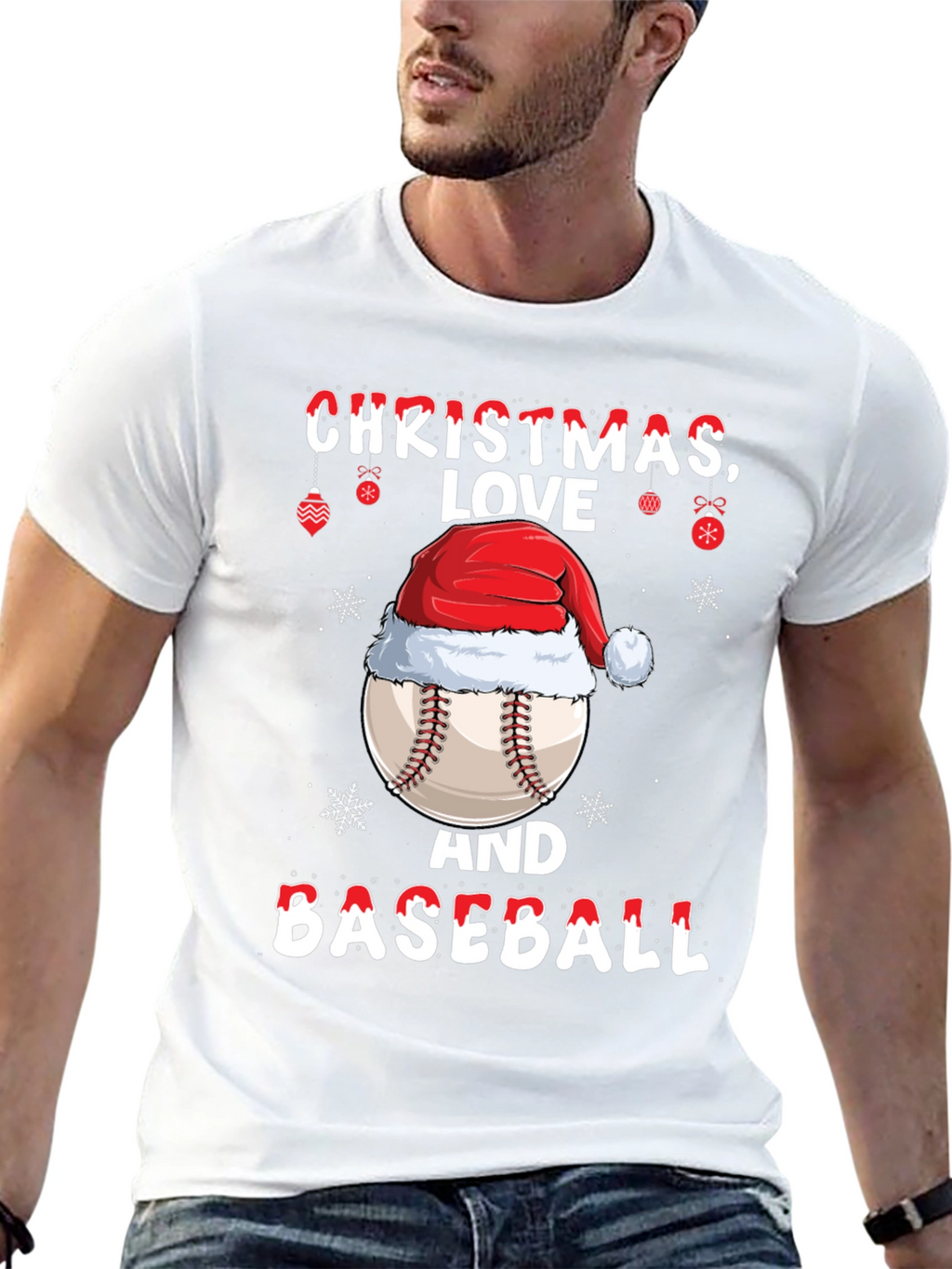 Christmas Baseball T-Shirt: Love Holiday Tee