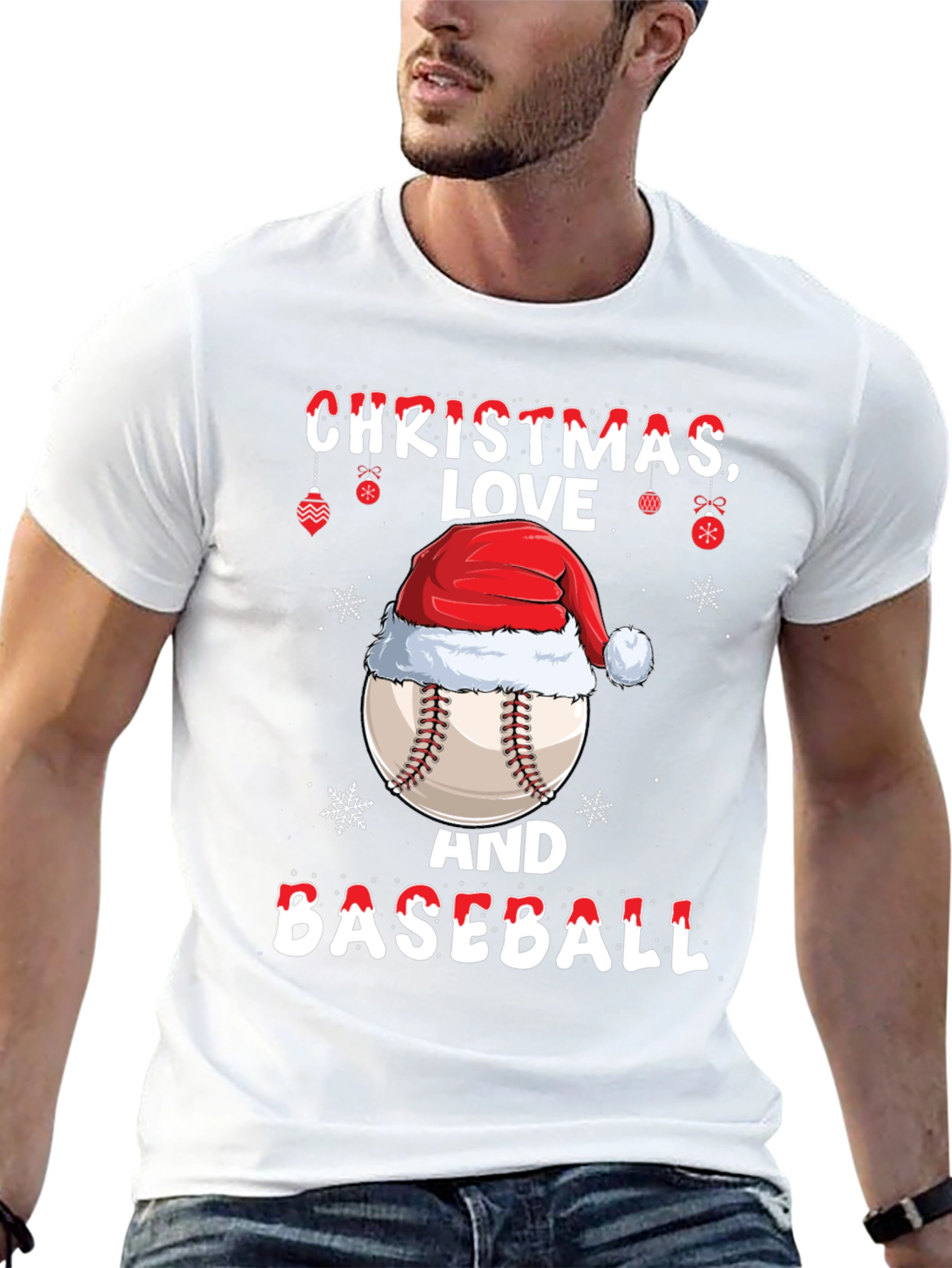 Christmas Baseball T-Shirt: Love Holiday Tee