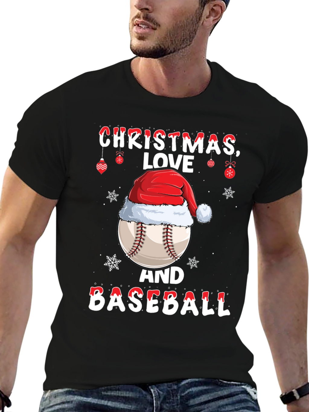 Christmas Baseball T-Shirt: Love Holiday Tee