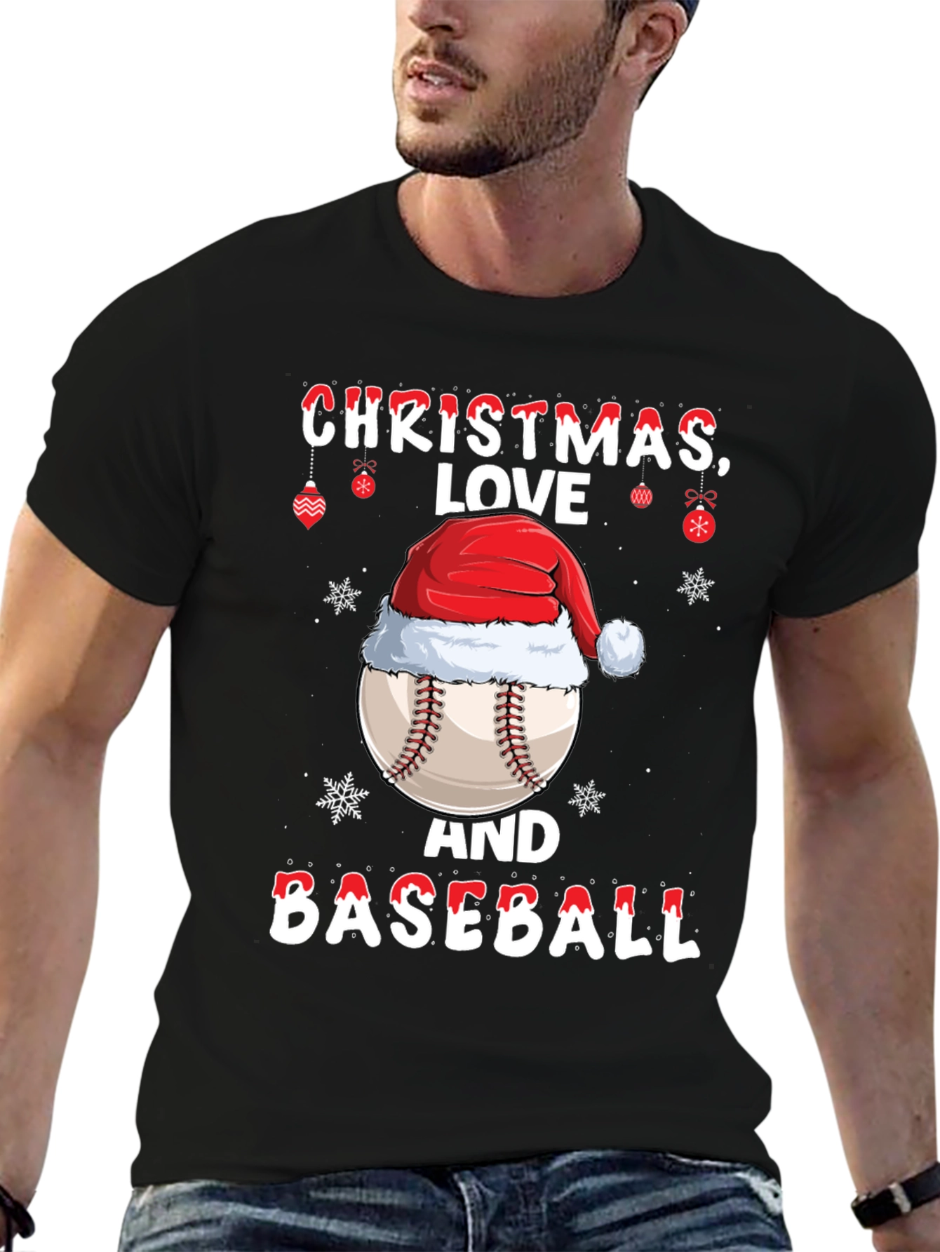 Christmas Baseball T-Shirt: Love Holiday Tee