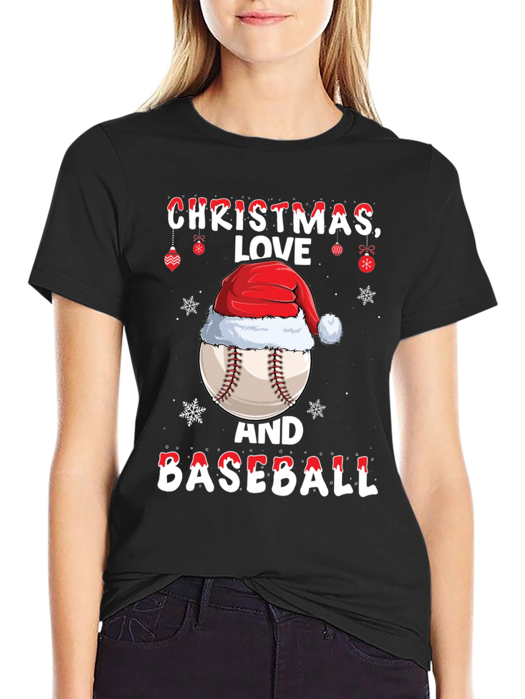 Christmas Baseball T-Shirt: Love Holiday Tee