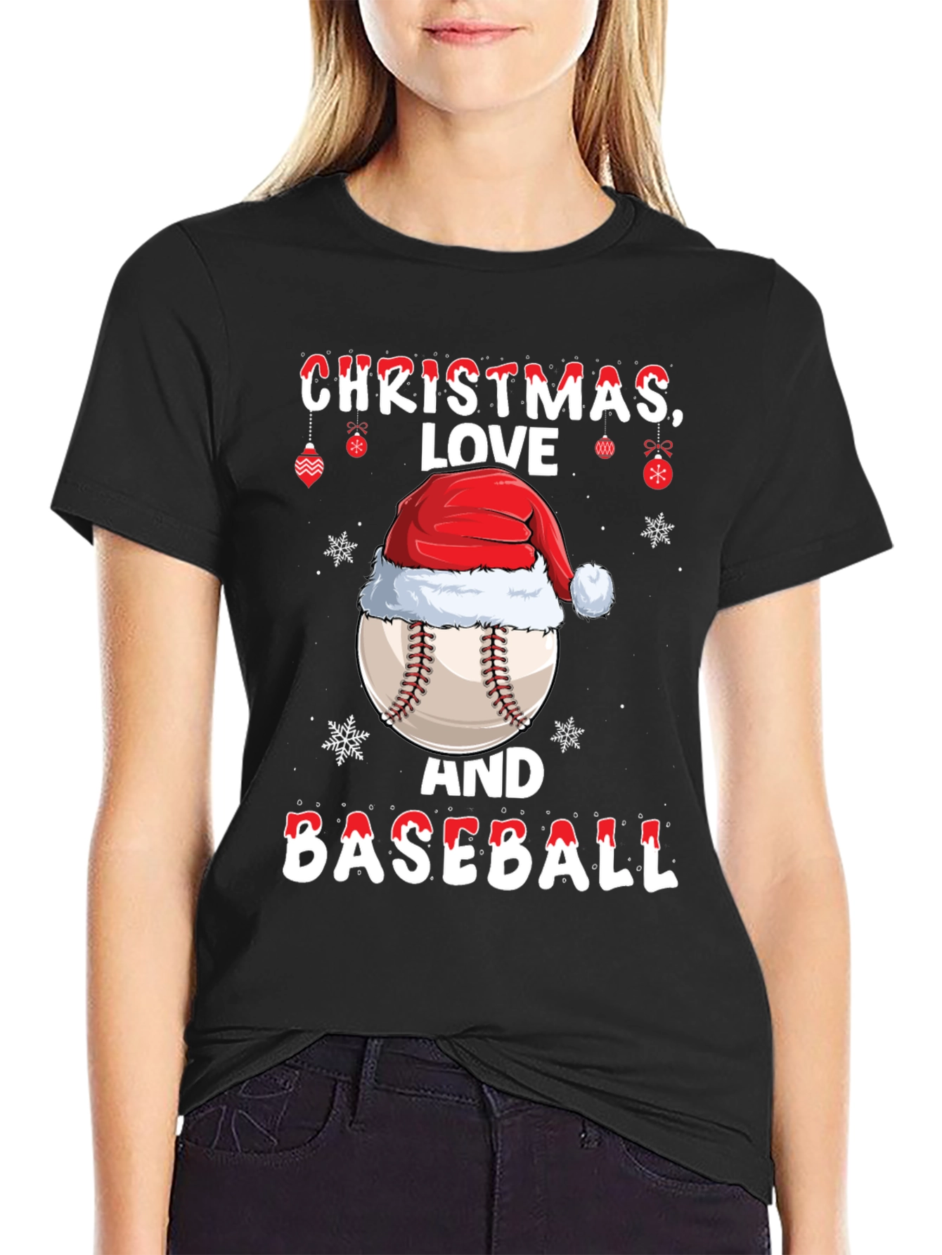 Christmas Baseball T-Shirt: Love Holiday Tee