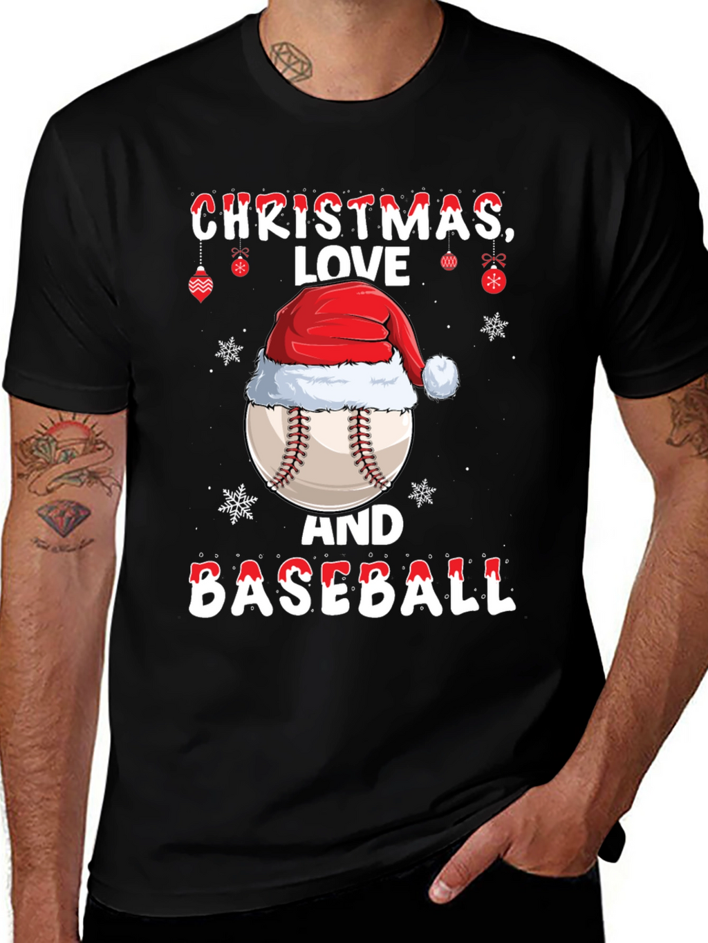 Christmas Baseball T-Shirt: Love Holiday Tee