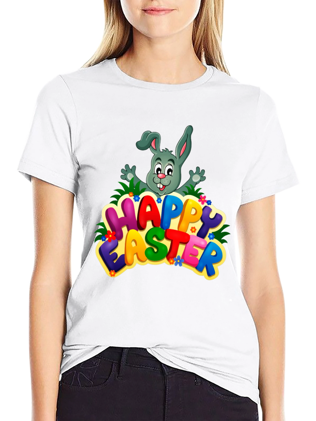 Happy Easter Bunny Graphic Tee - Festive Holiday Shirt