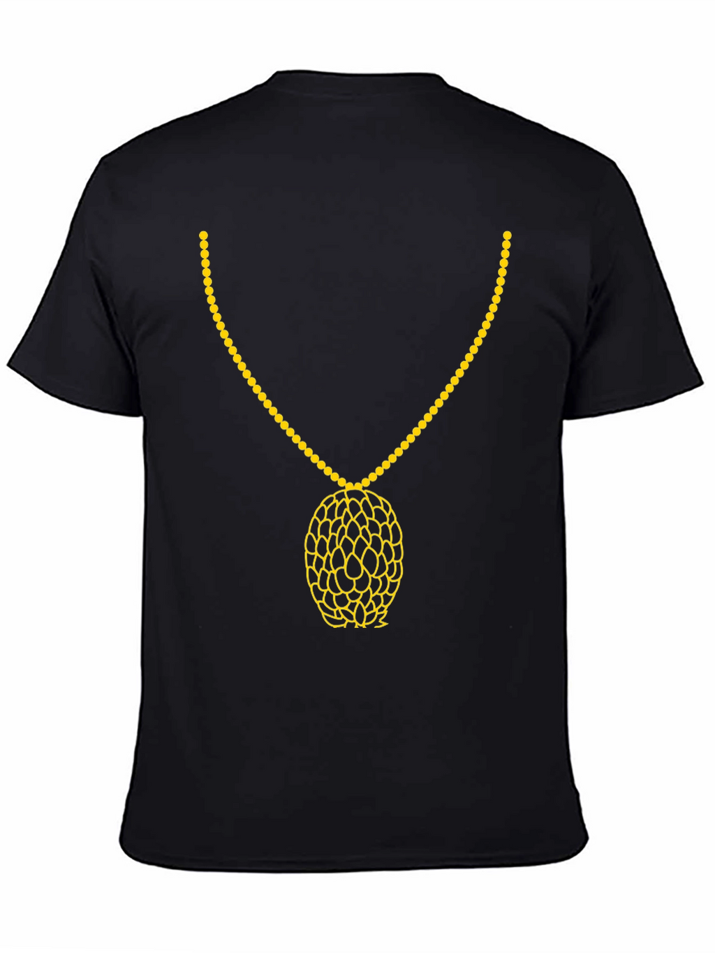 Black T-Shirt with Gold Necklace Print