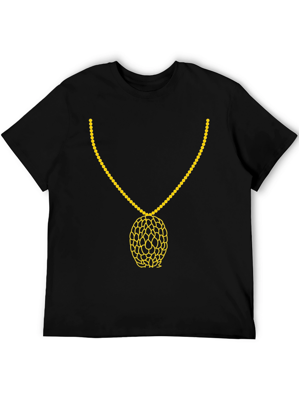 Black T-Shirt with Gold Necklace Print