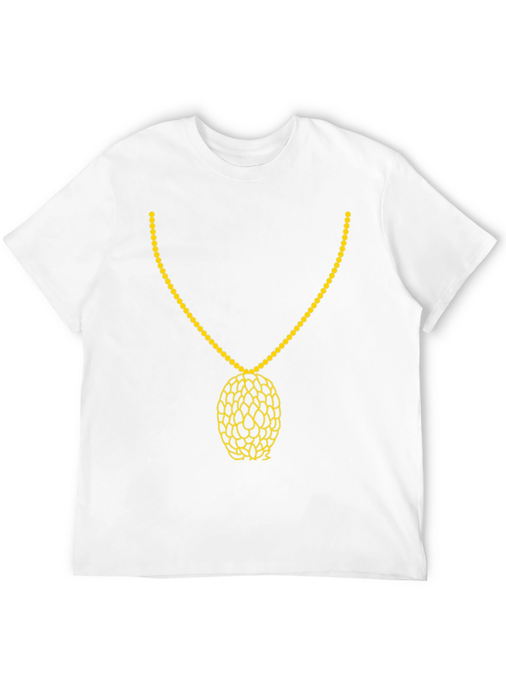 Black T-Shirt with Gold Necklace Print