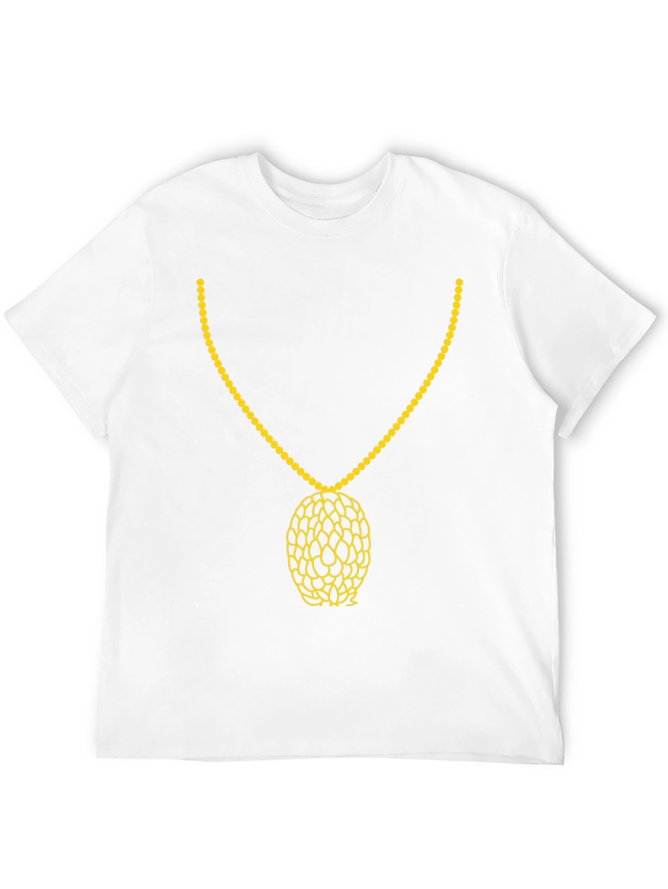 Black T-Shirt with Gold Necklace Print