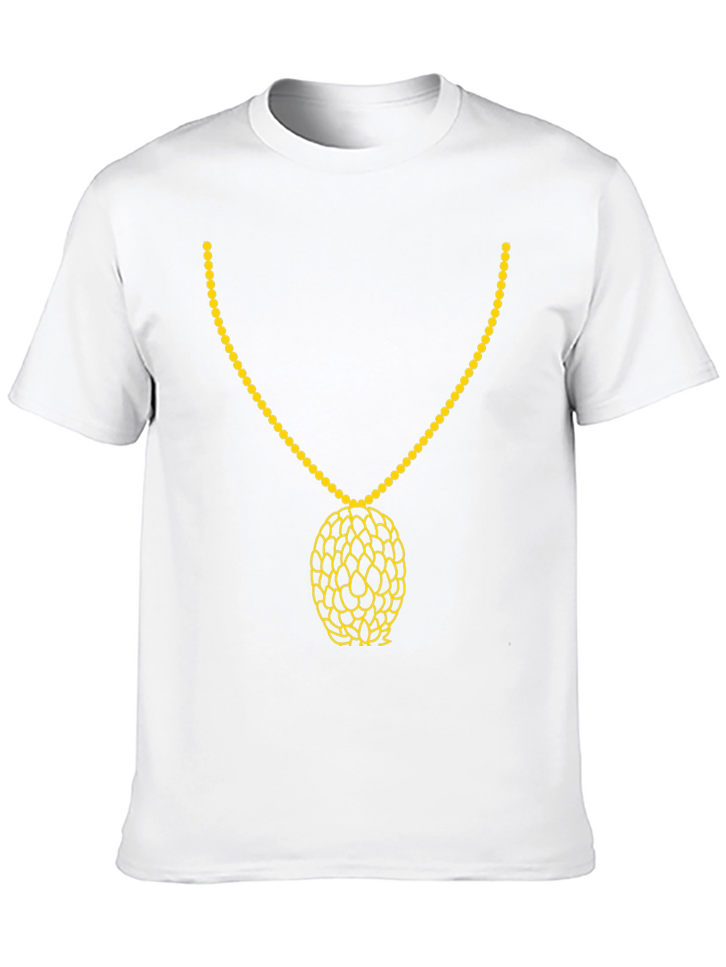 Black T-Shirt with Gold Necklace Print