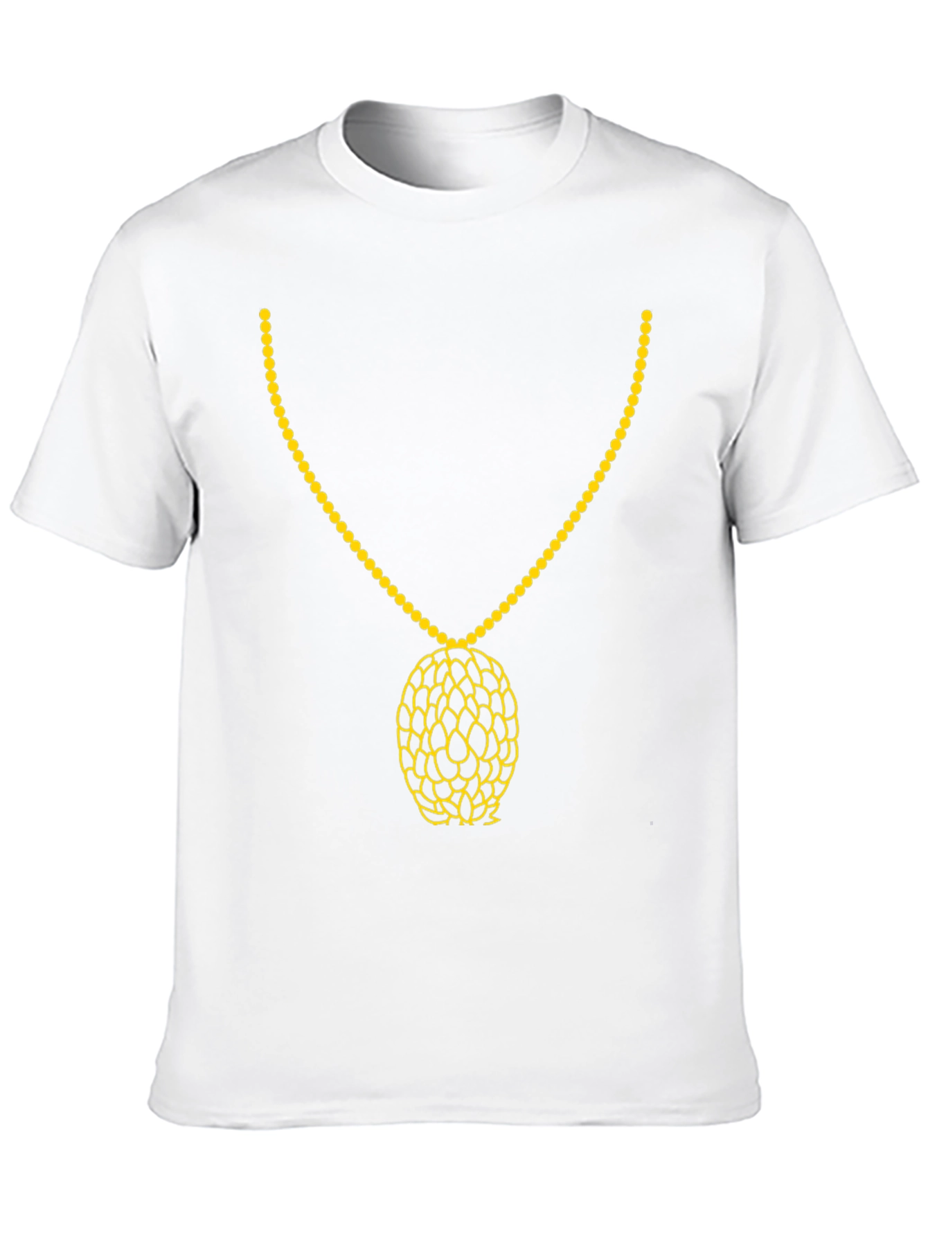 Black T-Shirt with Gold Necklace Print