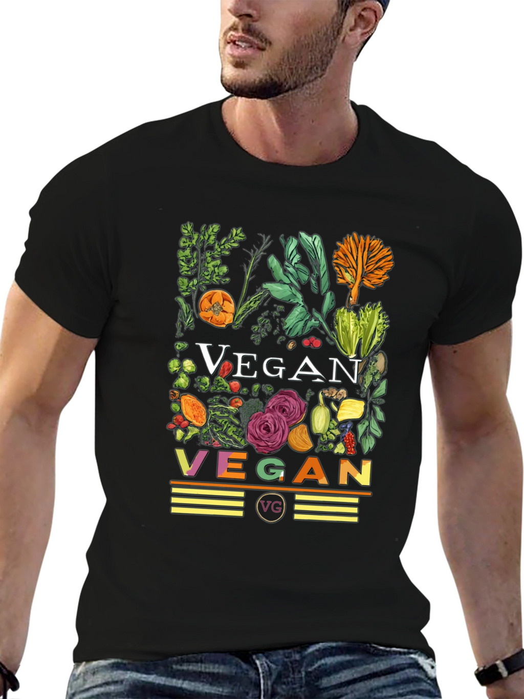 Vegan Floral T-Shirt - Black Graphic Tee