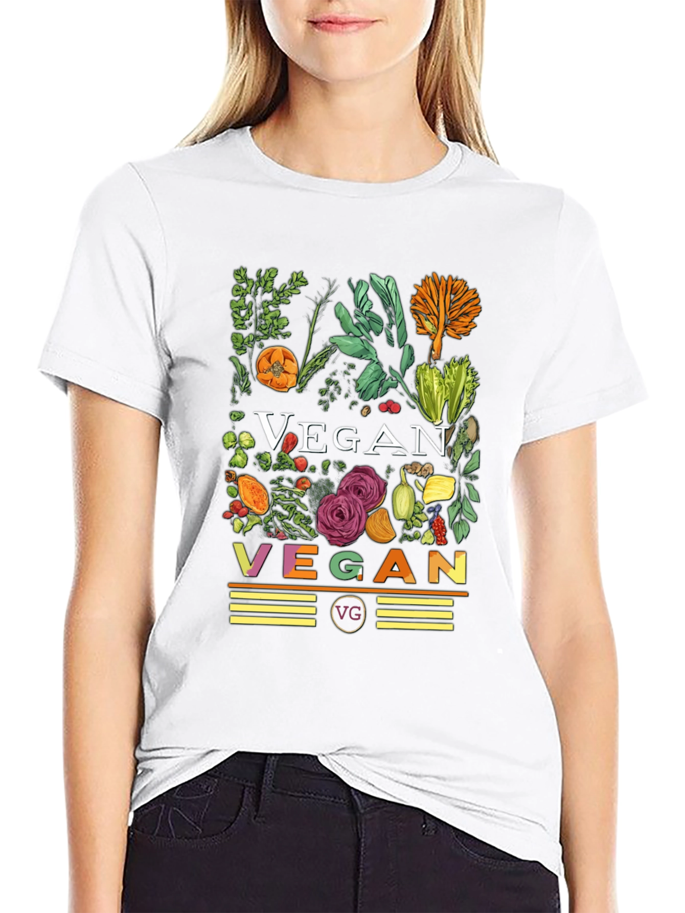 Vegan Floral T-Shirt - Black Graphic Tee