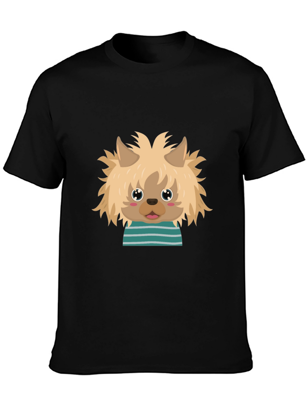 Cute Dog Cartoon Graphic Black T-Shirt