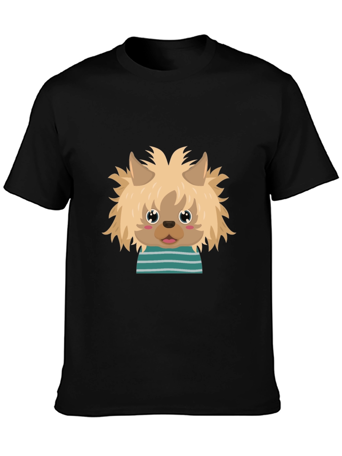 Cute Dog Cartoon Graphic Black T-Shirt