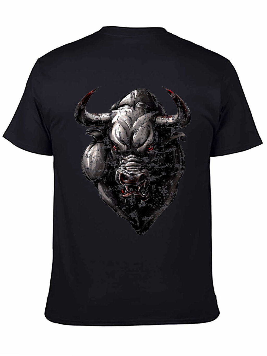 Mens Black T-Shirt with Bull Graphic