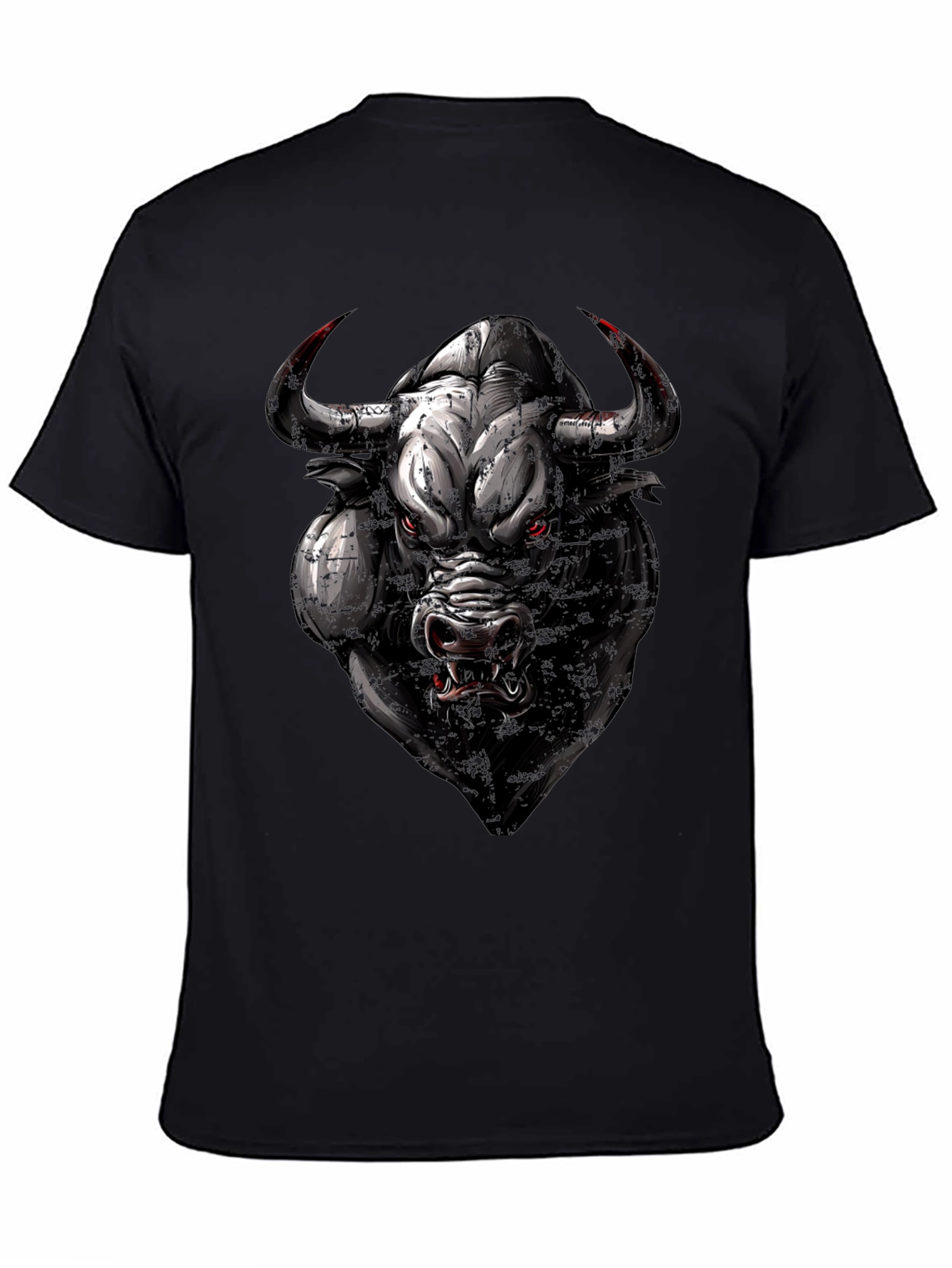 Mens Black T-Shirt with Bull Graphic