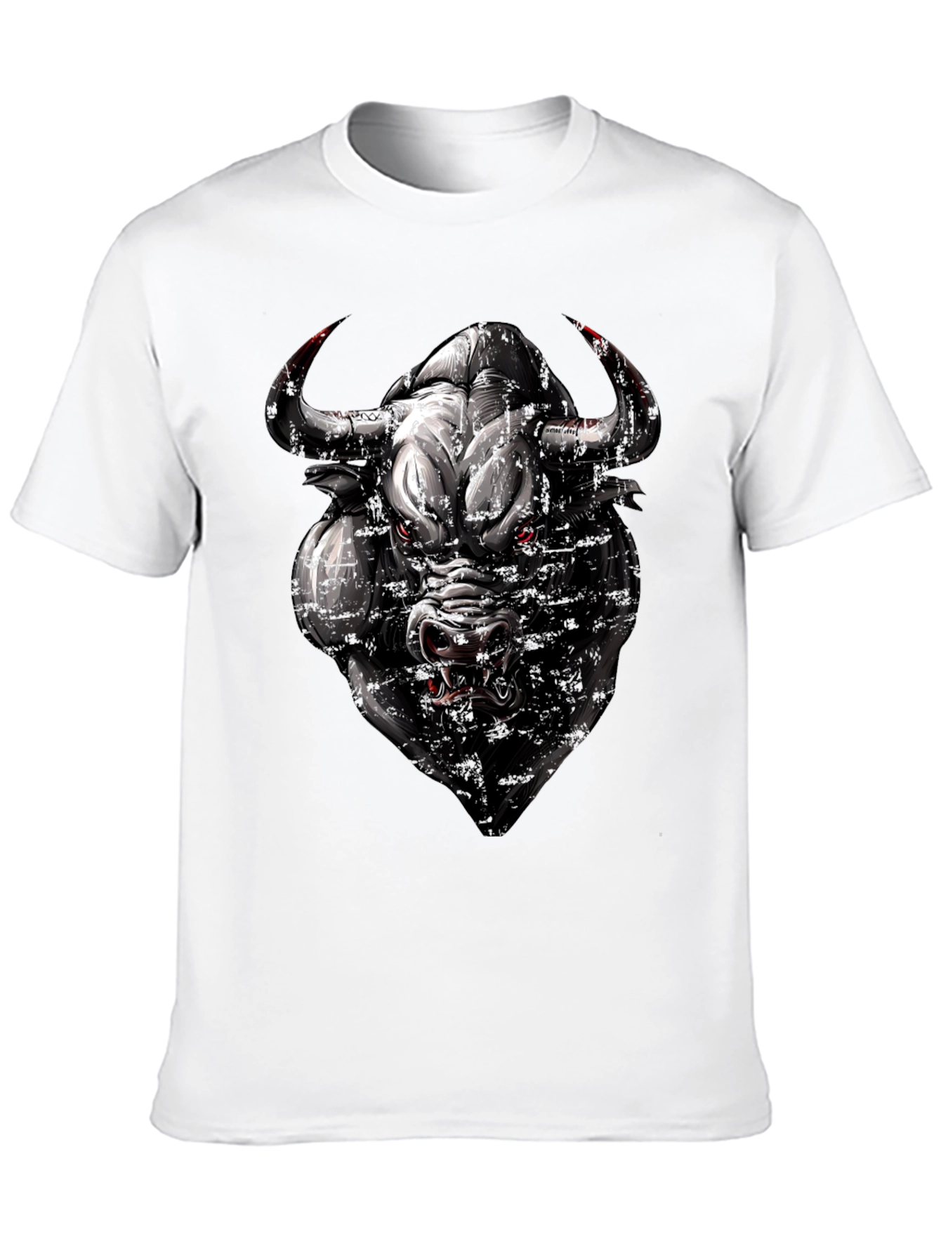 Mens Black T-Shirt with Bull Graphic