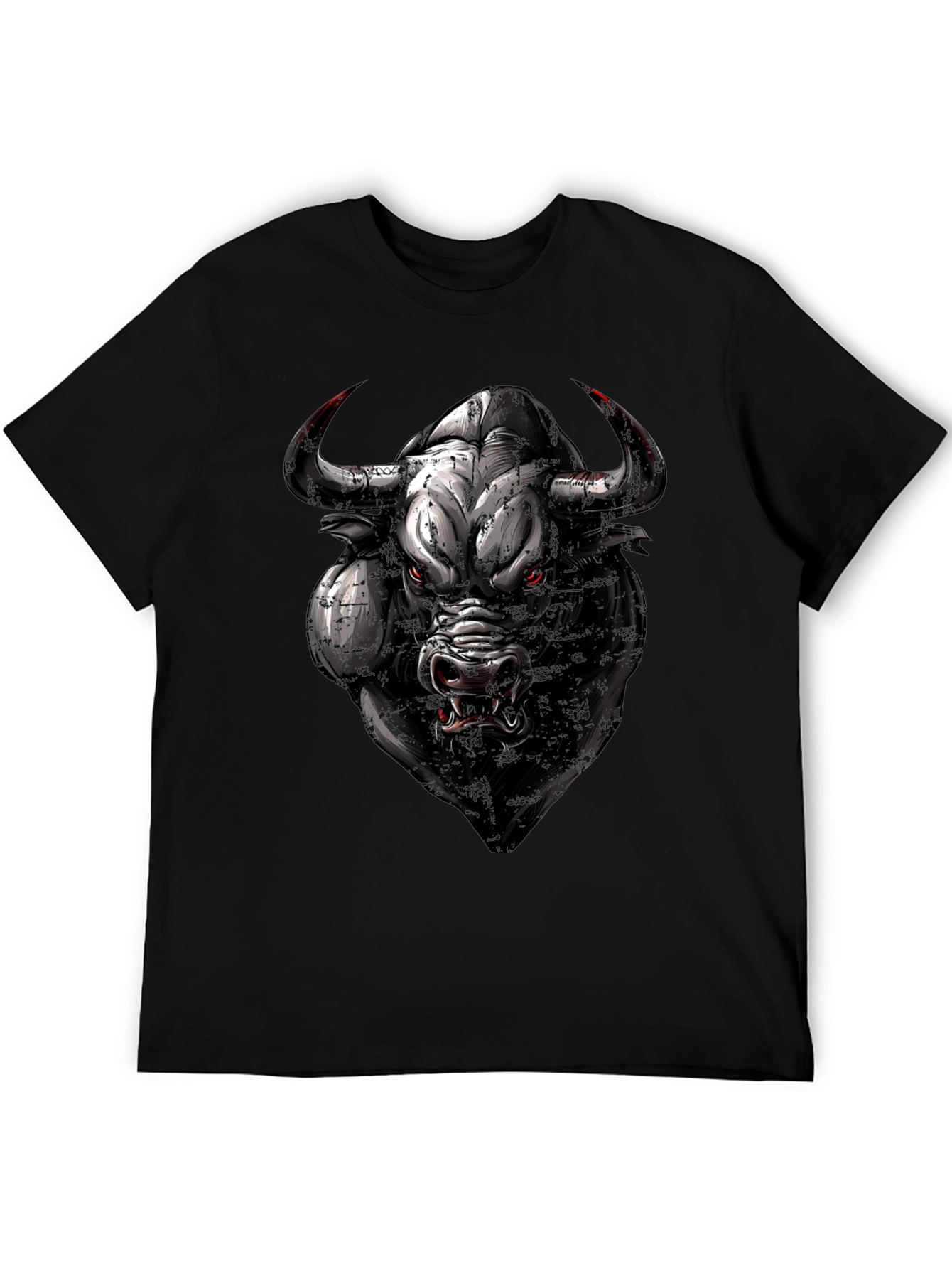 Mens Black T-Shirt with Bull Graphic