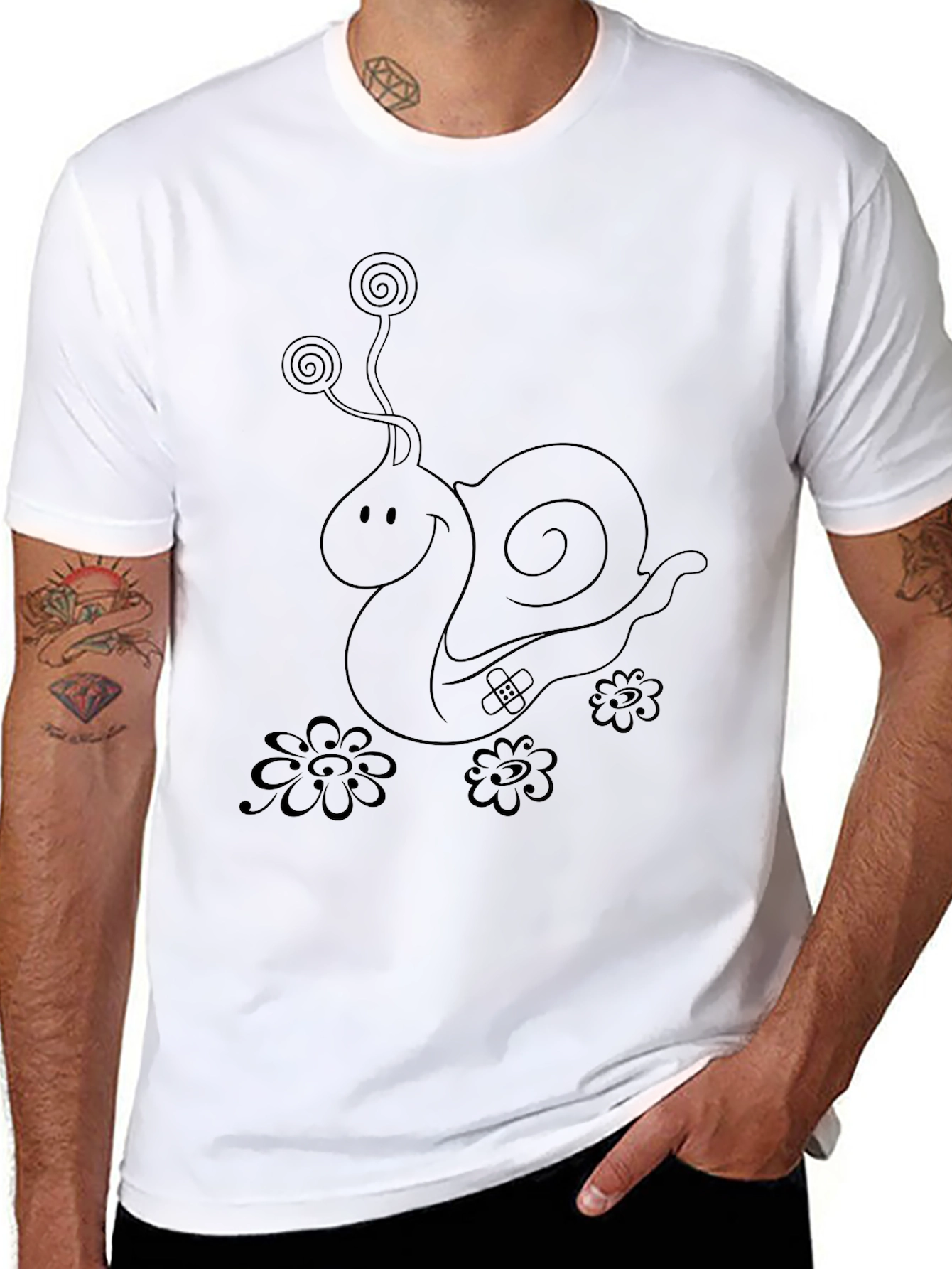 Whimsical Snail Graphic Tee - Unisex Black T-Shirt