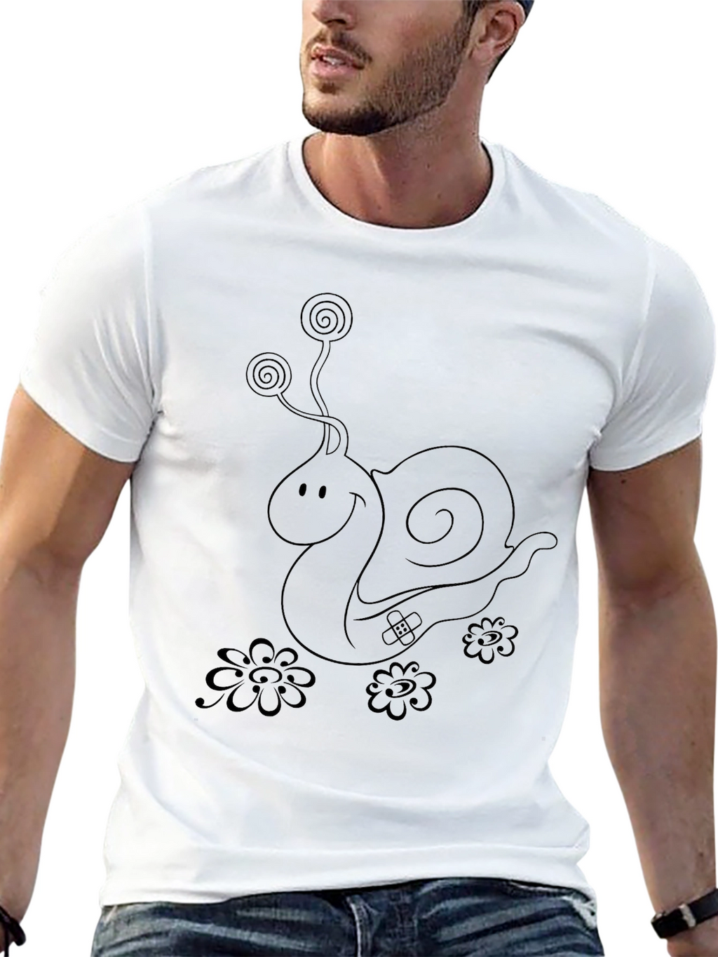 Whimsical Snail Graphic Tee - Unisex Black T-Shirt