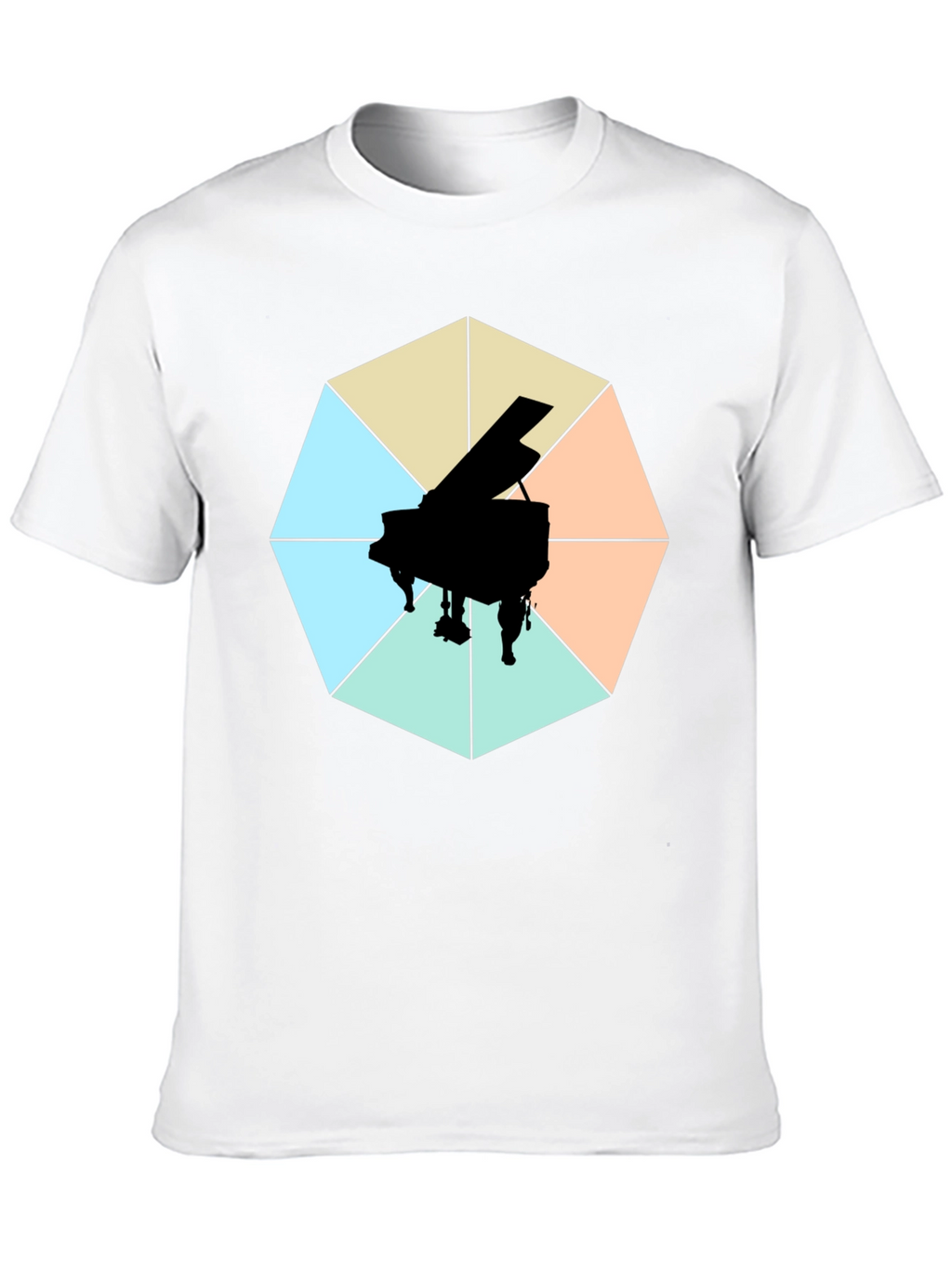 Geometric Piano Graphic Tee - Modern Musical Style