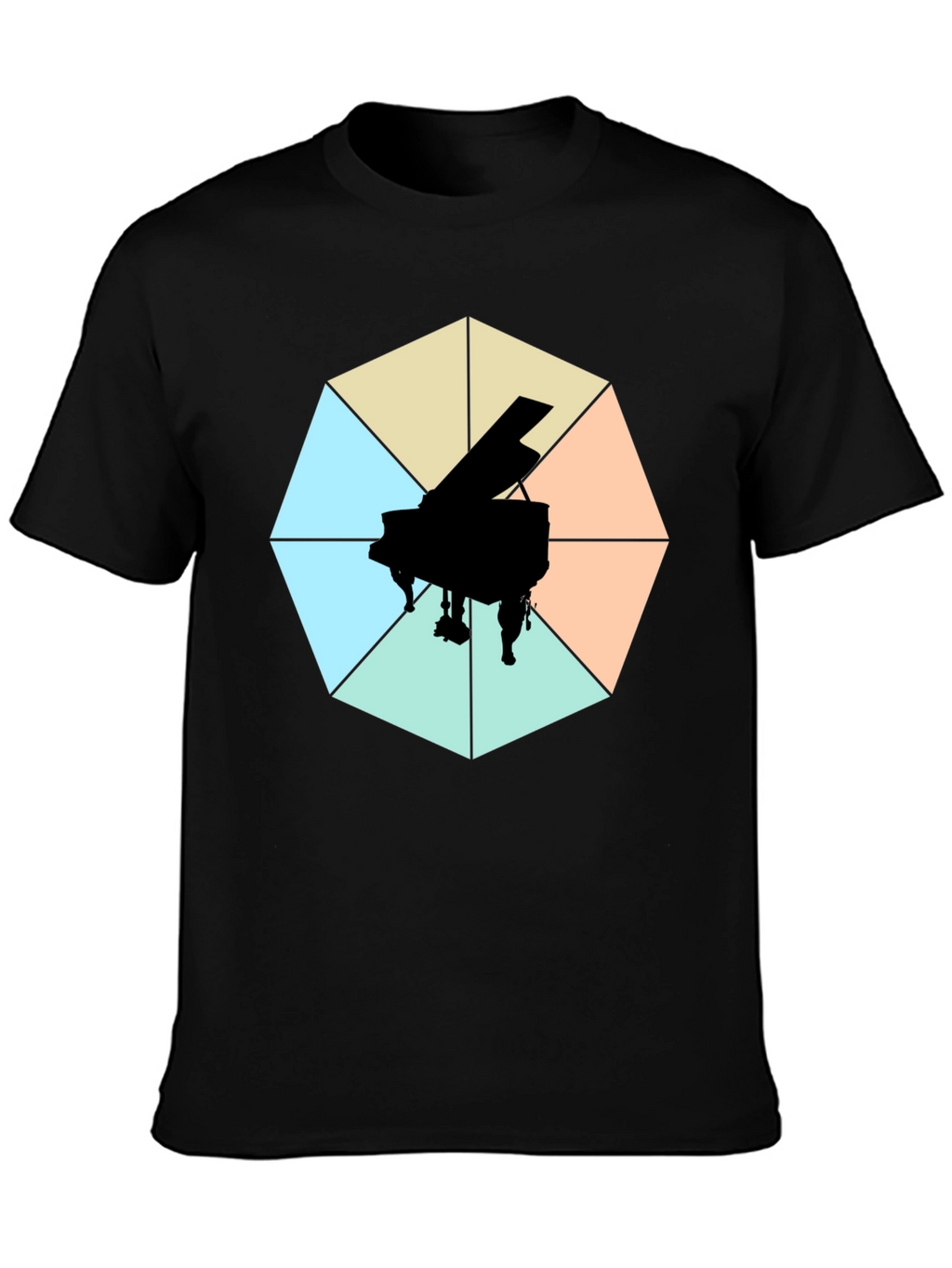 Geometric Piano Graphic Tee - Modern Musical Style