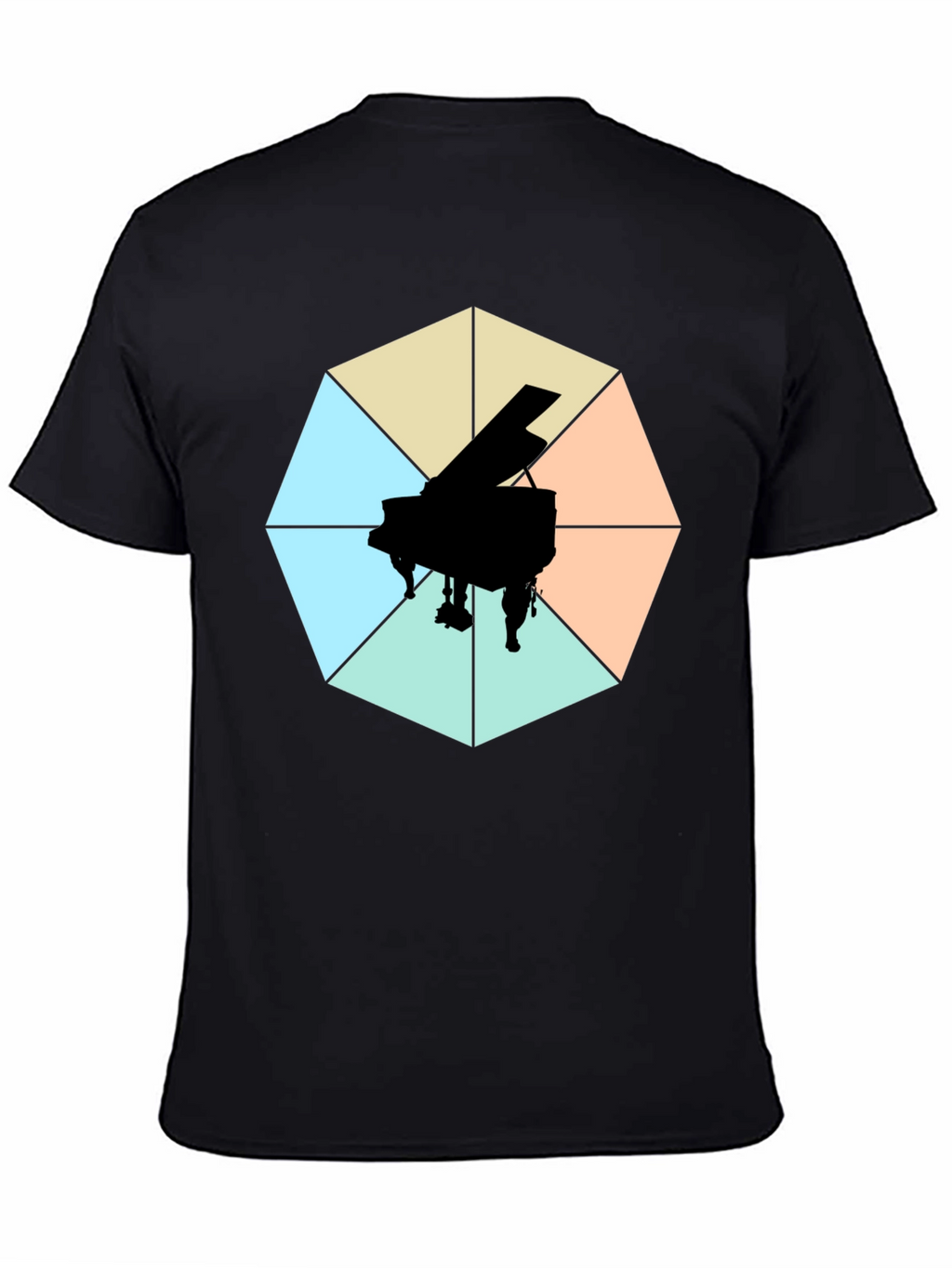 Geometric Piano Graphic Tee - Modern Musical Style
