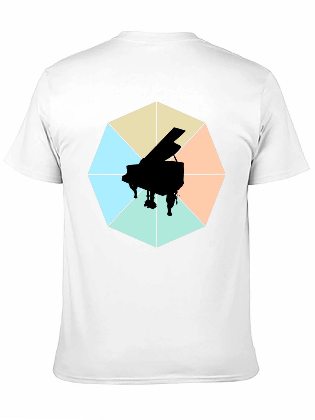 Geometric Piano Graphic Tee - Modern Musical Style