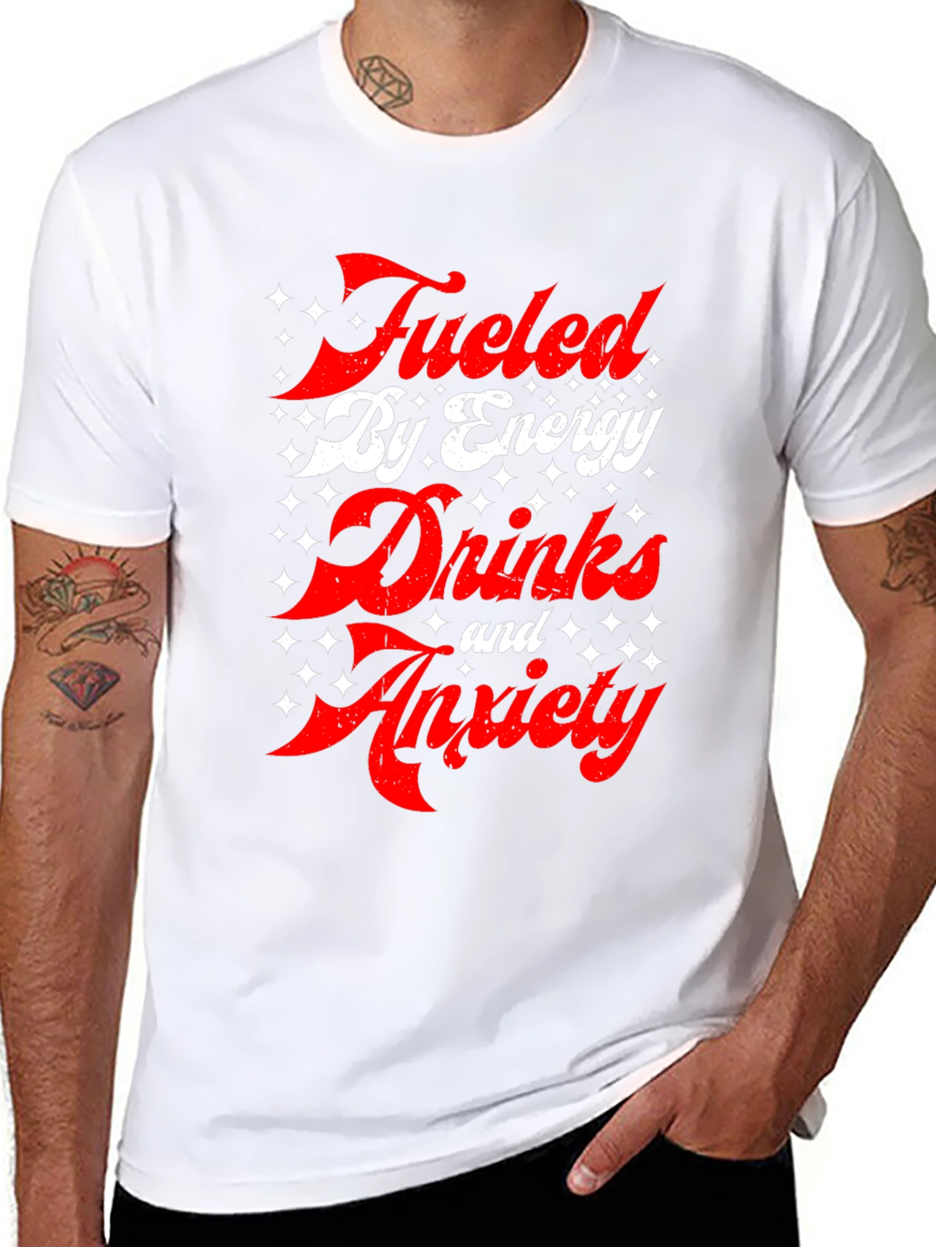 Fueled by Energy Drinks and Anxiety T-Shirt - Black