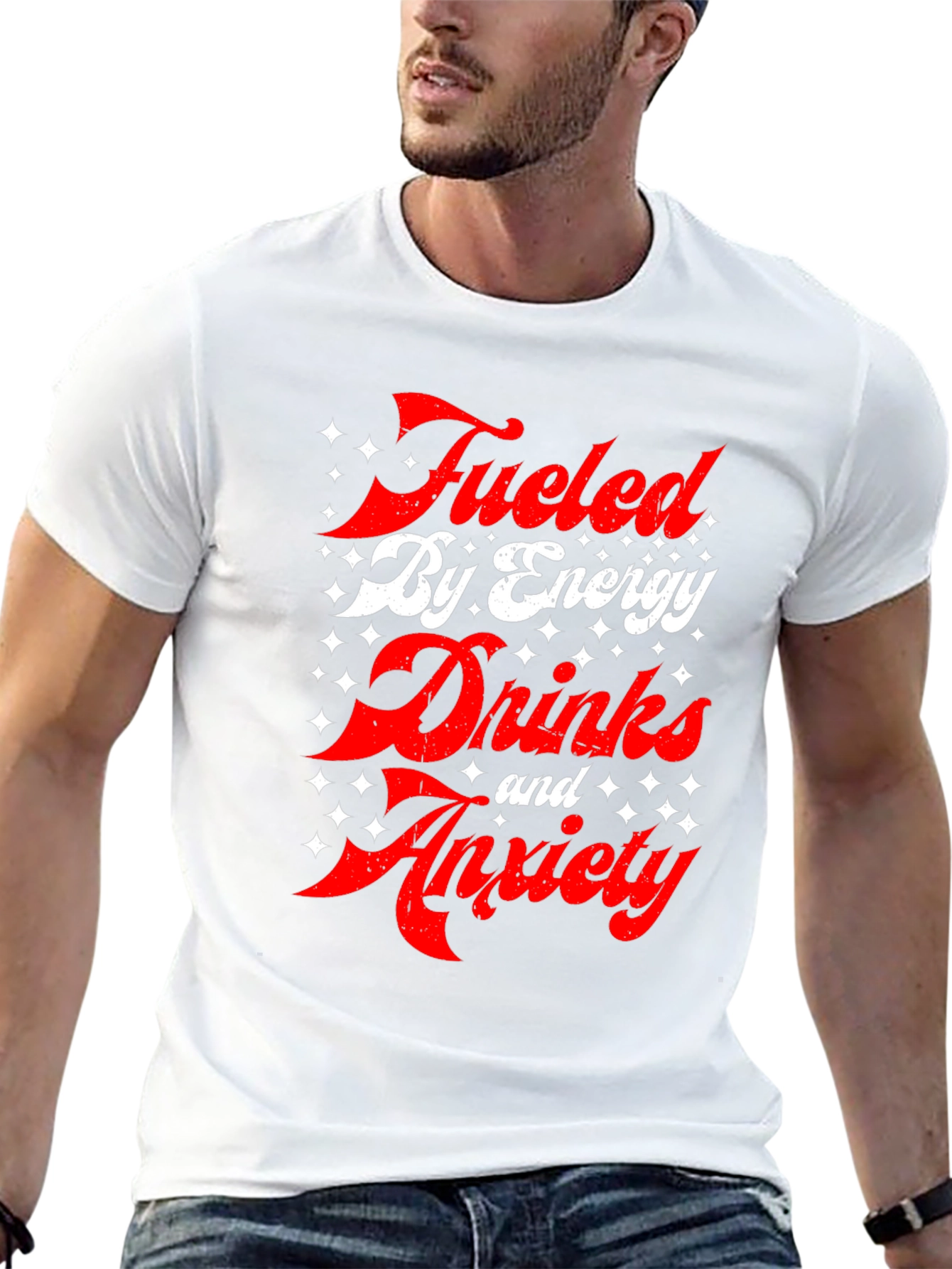 Fueled by Energy Drinks and Anxiety T-Shirt - Black