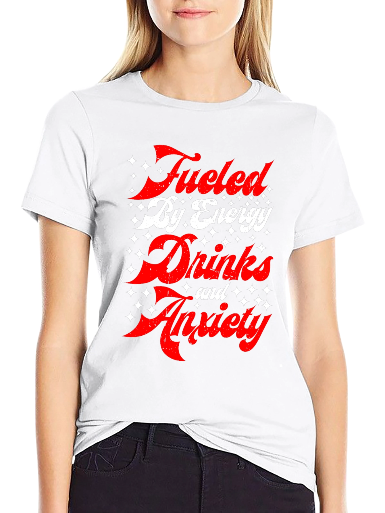 Fueled by Energy Drinks and Anxiety T-Shirt - Black