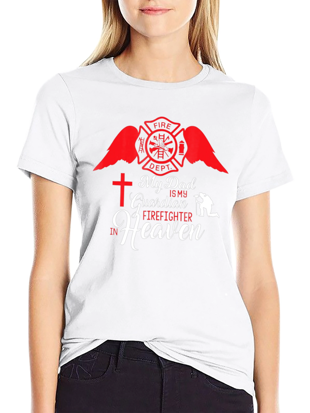 My Dad is My Guardian Firefighter in Heaven T-Shirt