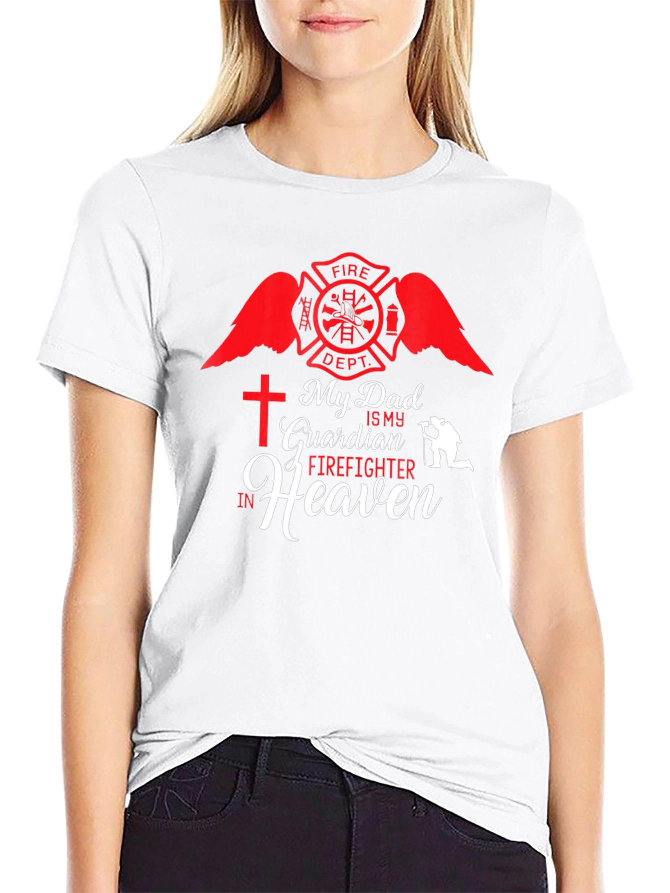 My Dad is My Guardian Firefighter in Heaven T-Shirt