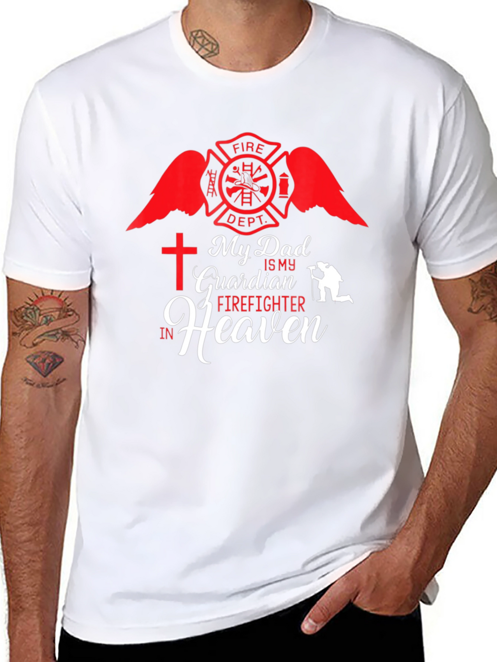 My Dad is My Guardian Firefighter in Heaven T-Shirt