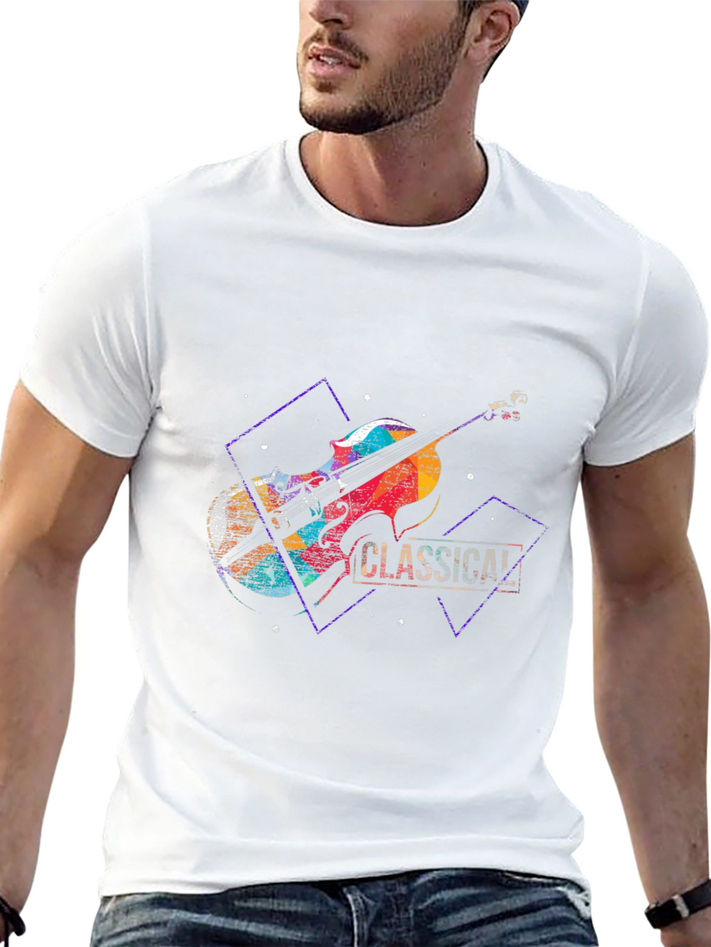 Classical Music Violin Graphic Tee - Stylish Black T-Shirt