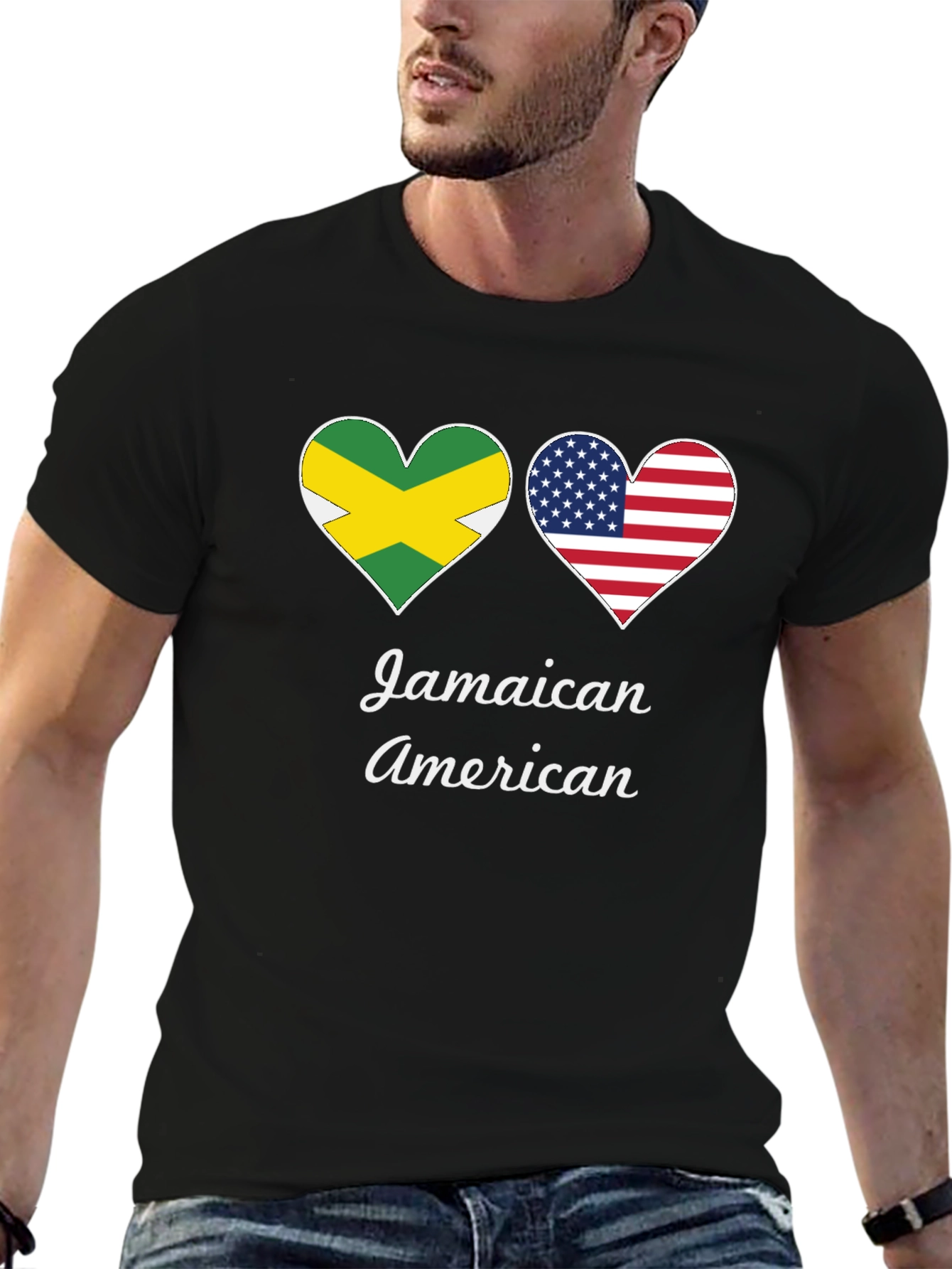 Jamaican American Flag Heart T-Shirt