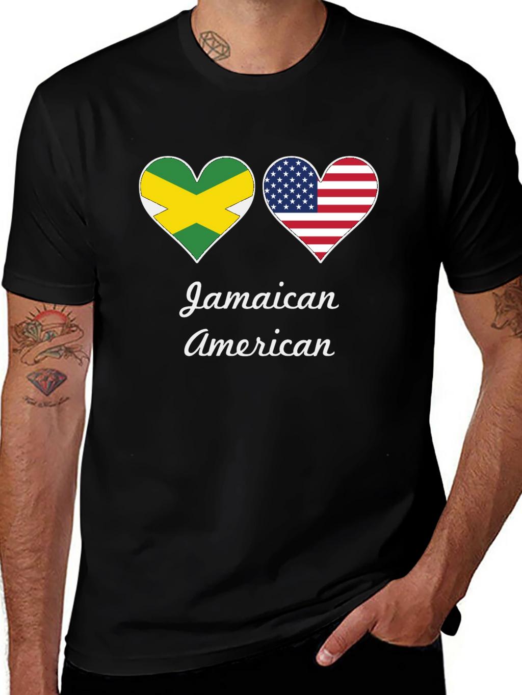 Jamaican American Flag Heart T-Shirt