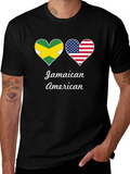 Jamaican American Flag Heart T-Shirt