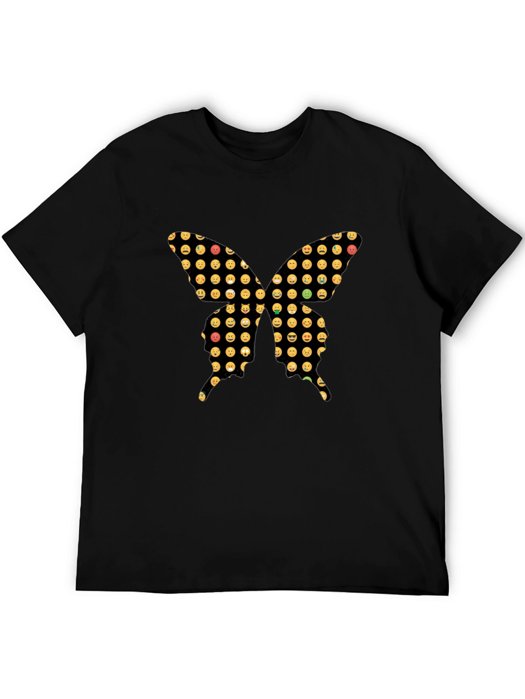 Emoji Butterfly Graphic Black T-Shirt
