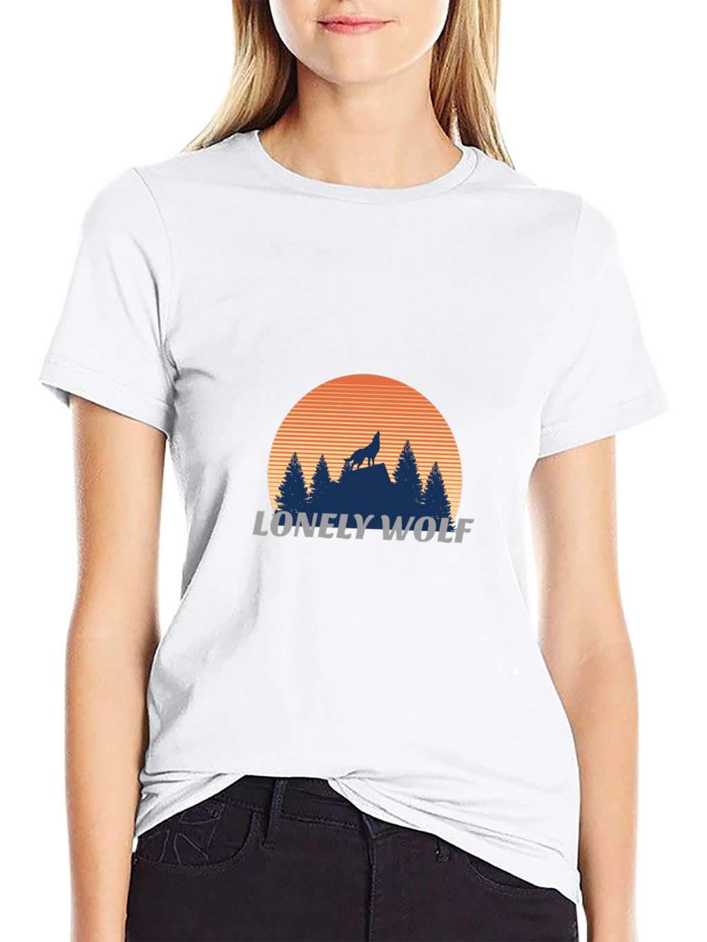 Lonely Wolf Graphic T-Shirt - Black
