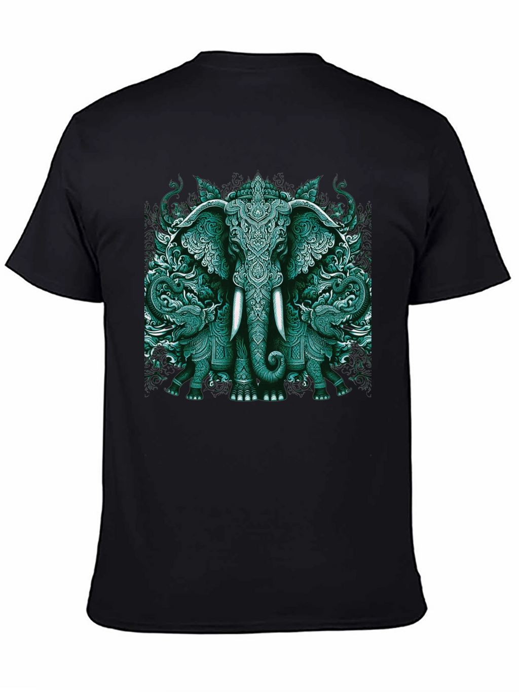 Elephant Art Graphic Tee - Black Cotton Blend