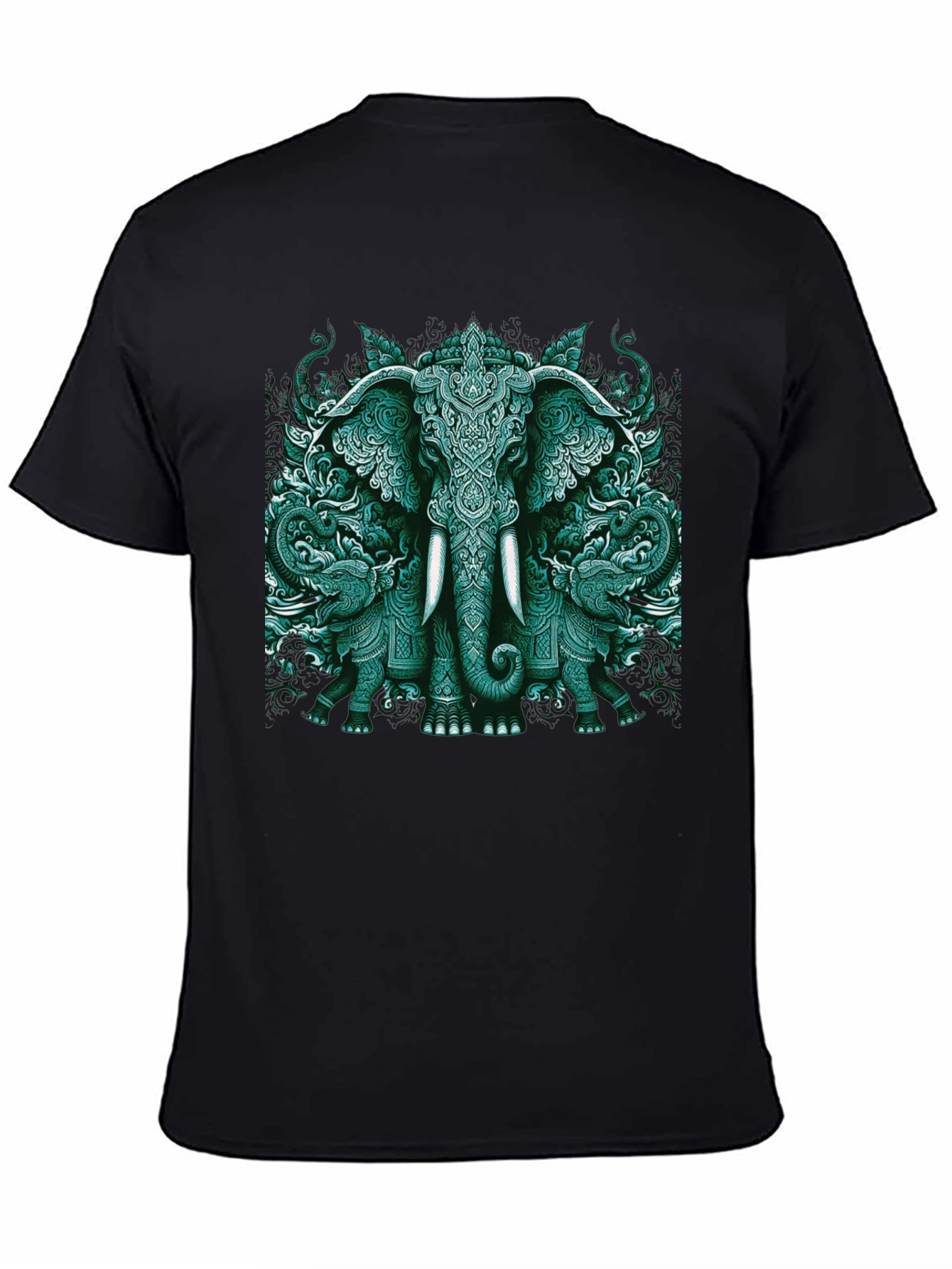 Elephant Art Graphic Tee - Black Cotton Blend
