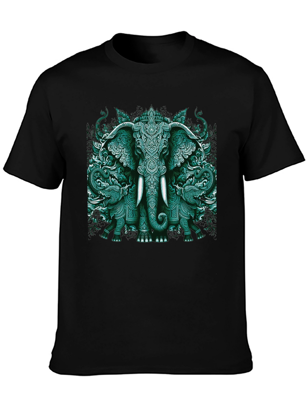 Elephant Art Graphic Tee - Black Cotton Blend