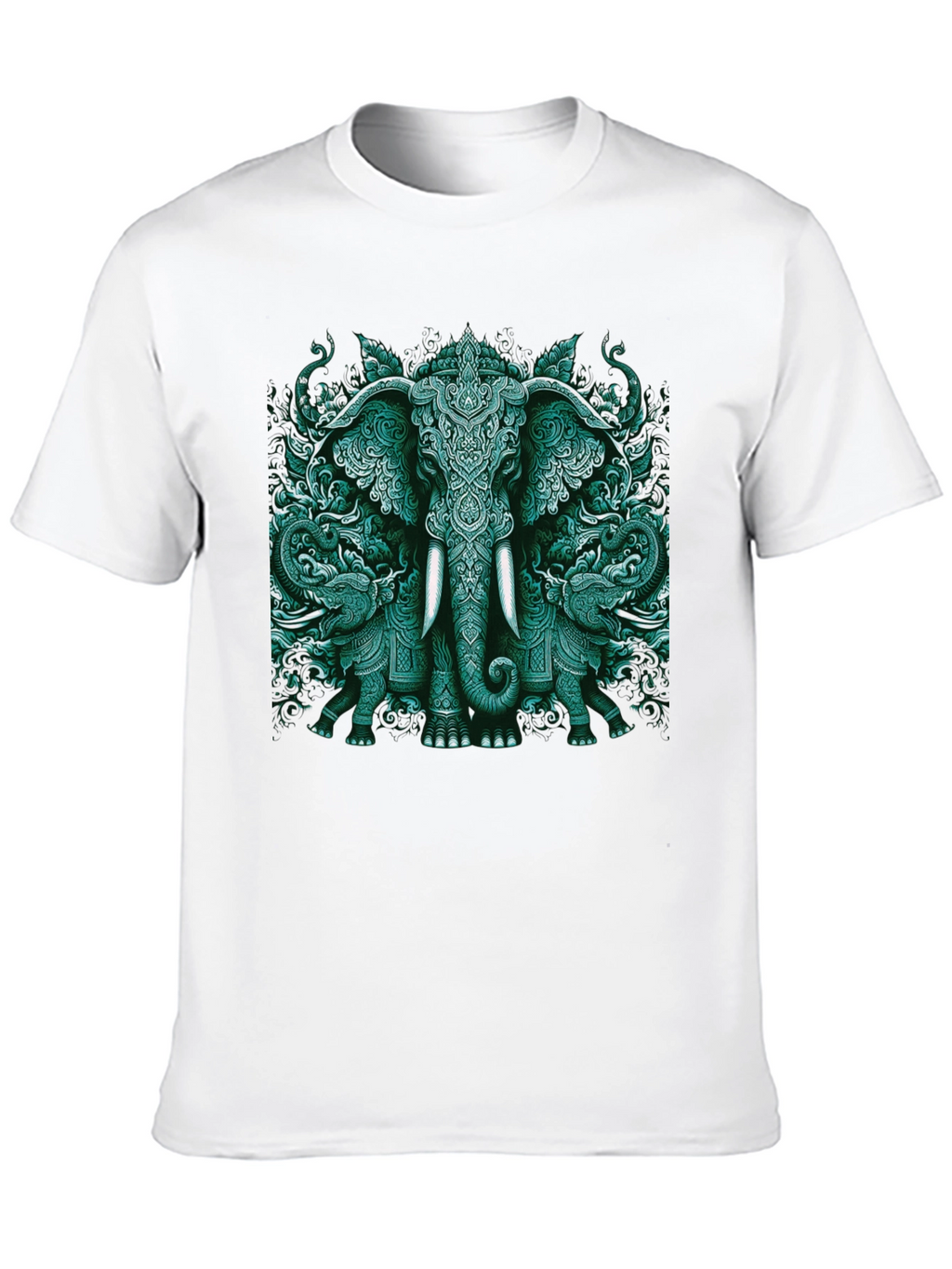 Elephant Art Graphic Tee - Black Cotton Blend